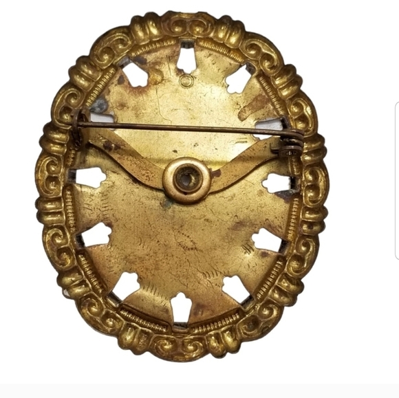 VINTAGE WESTERN GERMANY FRAGONARD STYLE CAMEO SUGARED BROOCH - Picture 3 of 4